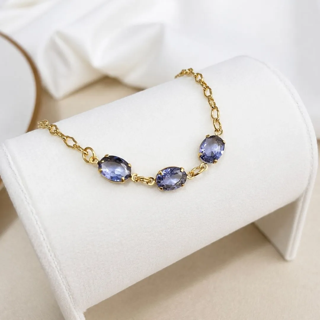 PULSEIRA 3 PEDRAS OVAIS - ROXA