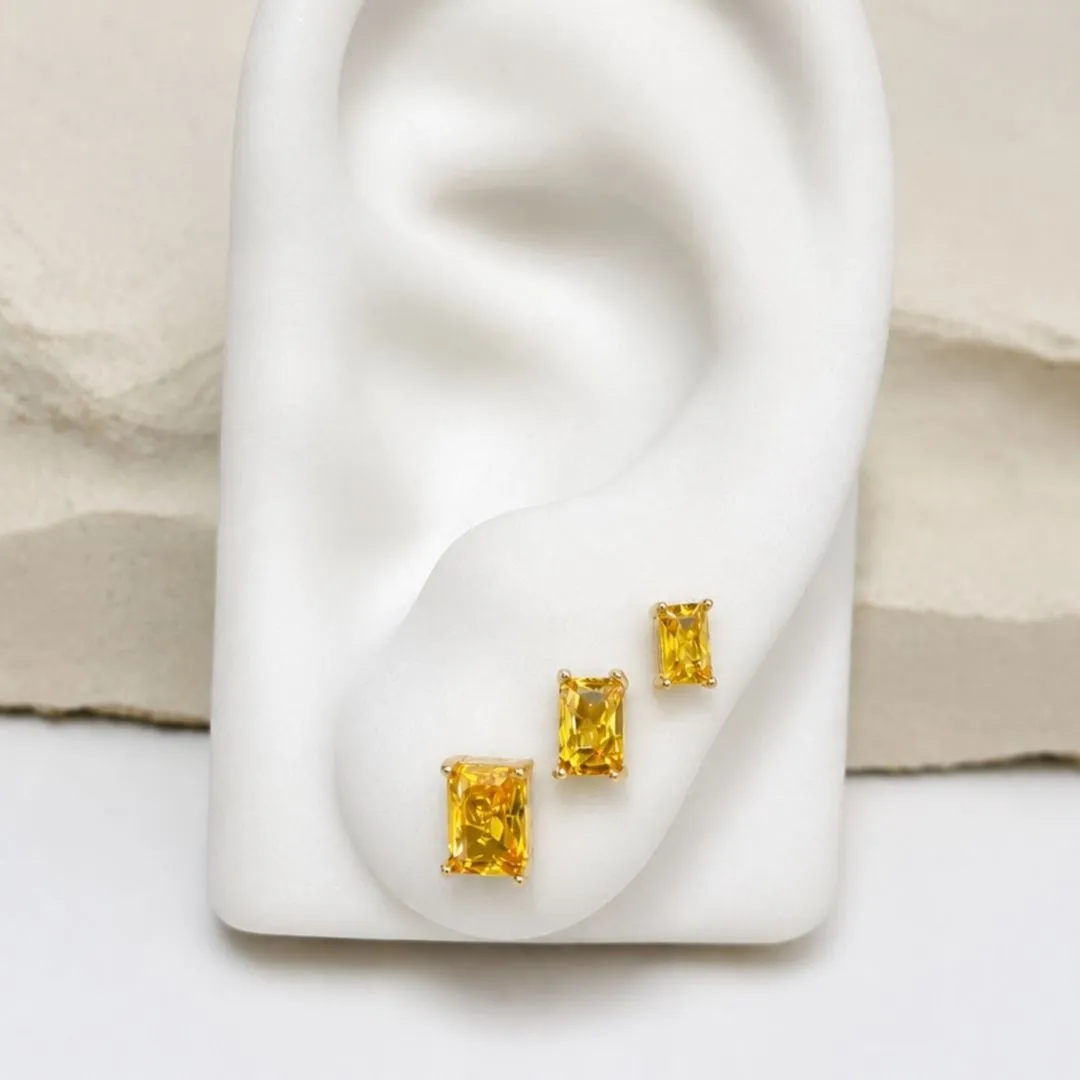 TRIO DE BRINCO RETÂNGULAR - YELLOW FANCY