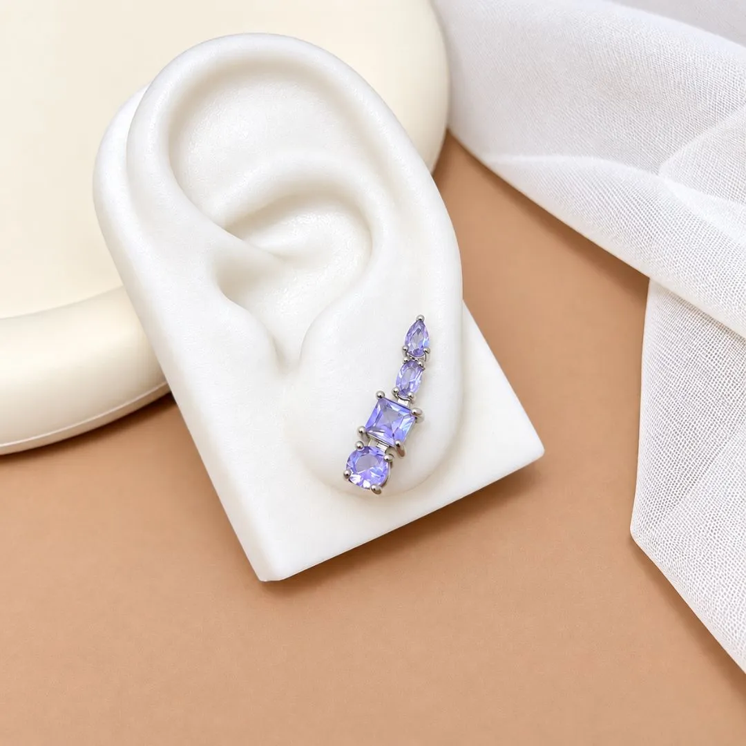 BRINCO EAR CUFF GEOMÉTRICO LILAS - TANZANITA