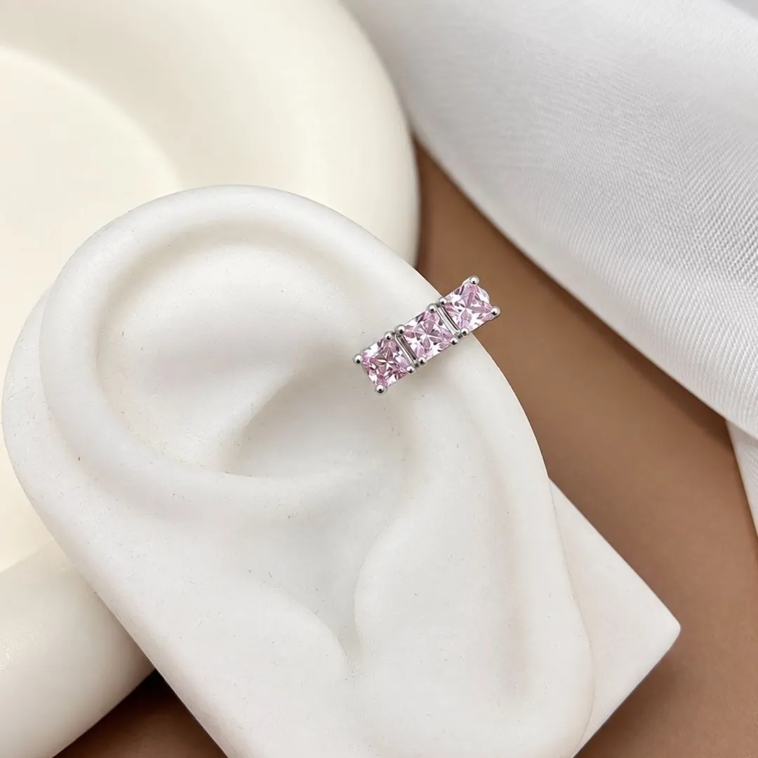 PIERCING FAKE 3 PEDRAS KUNZITA - ROSA